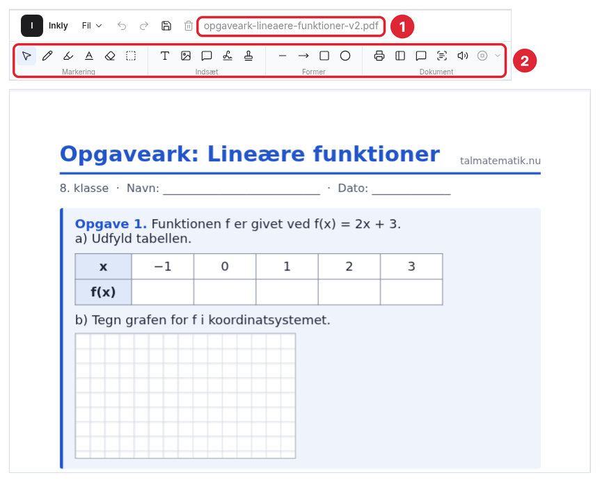 Inkly-editoren med en PDF åben i Chrome